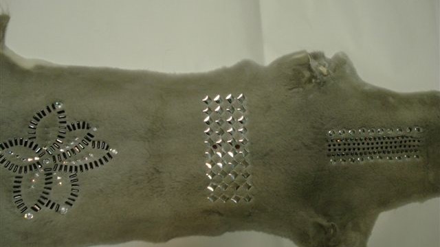 collection 4 studs+strass+haematite on shorn mink